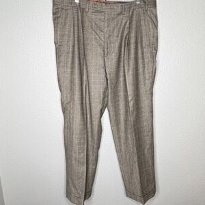 VTG Lauren Ralph Lauren Brown Houndstooth Wool Pants Mens Tag 38x30 Pleated Ivy